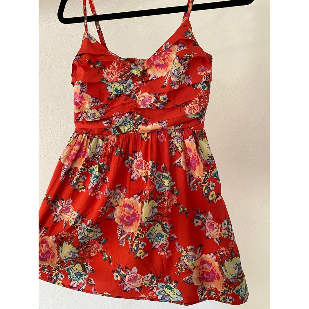 Floral ruched tank dress